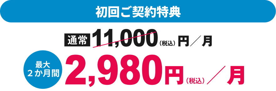 初回ご契約特典 最大2か月間2980円